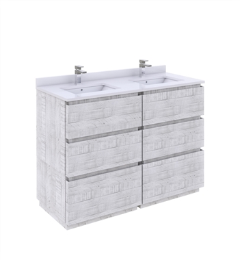 Fresca Formosa 46" Floor Standing Double Sink Modern Bathroom Cabinet in Rustic White