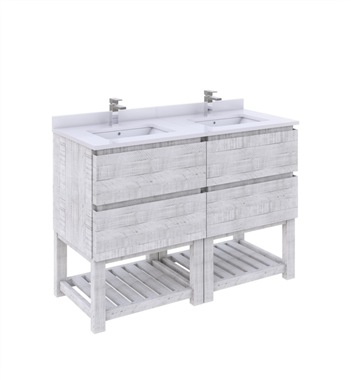 Fresca Formosa 46" Floor Standing Open Bottom Double Sink Modern Bathroom Cabinet in Rustic White