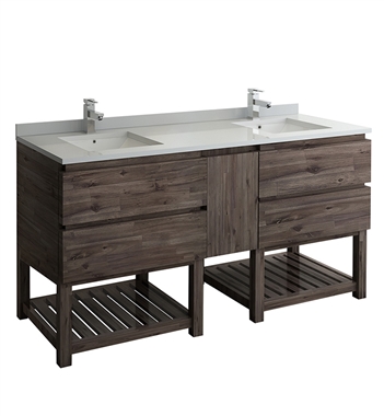 Fresca Formosa 72" Floor Standing Open Bottom Double Sink Modern Bathroom Cabinet with Top & Sinks