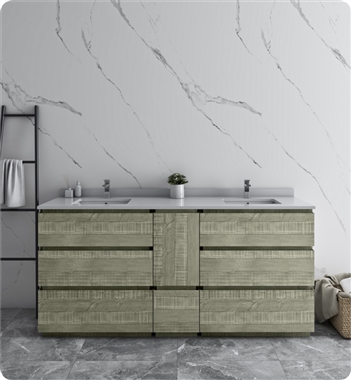 Fresca Formosa 70" Floor Standing Double Sink Modern Bathroom Cabinet in Sage Gray