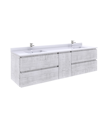 Fresca Formosa 70" Wall Hung Double Sink Modern Bathroom Cabinet in Rustic White