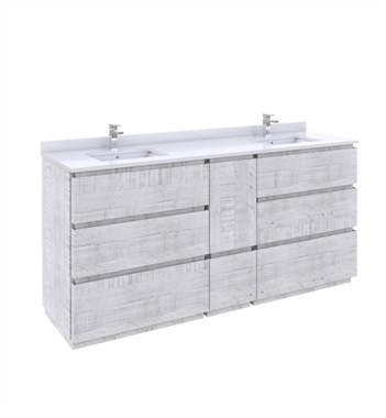 Fresca Formosa 70" Floor Standing Double Sink Modern Bathroom Cabinet in Rustic White