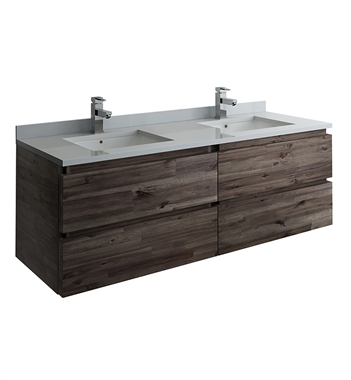 Fresca Formosa 60" Wall Hung Double Sink Modern Bathroom Cabinet with Top & Sinks