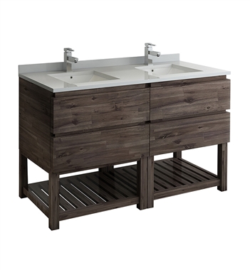 Fresca Formosa 60" Floor Standing Open Bottom Double Sink Modern Bathroom Cabinet with Top & Sinks