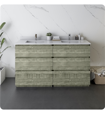 Fresca Formosa 58" Floor Standing Double Sink Modern Bathroom Cabinet in Sage Gray