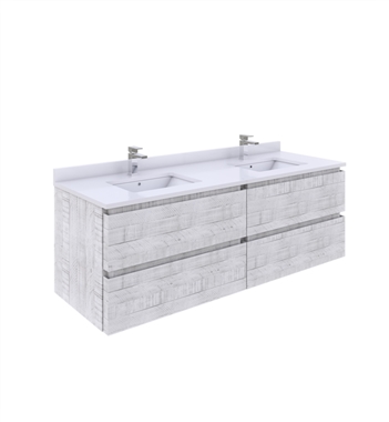 Fresca Formosa 58" Wall Hung Double Sink Modern Bathroom Cabinet in Rustic White