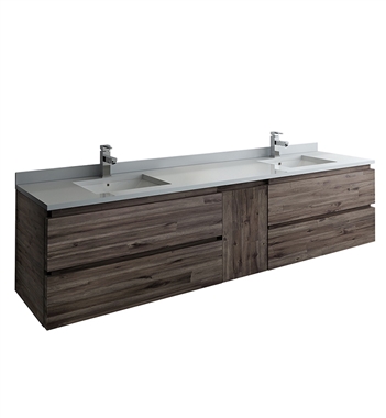 Fresca Formosa 84" Wall Hung Double Sink Modern Bathroom Cabinet with Top & Sinks