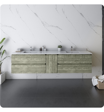 Fresca Formosa 82" Wall Hung Double Sink Modern Bathroom Cabinet in Sage Gray