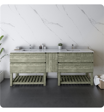 Fresca Formosa 82" Floor Standing Open Bottom Double Sink Modern Bathroom Cabinet in Sage Gray