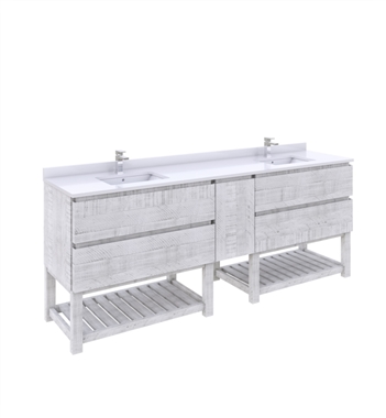 Fresca Formosa 82" Floor Standing Open Bottom Double Sink Modern Bathroom Cabinet in Rustic White