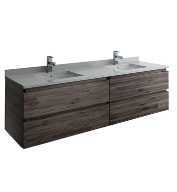 Fresca Formosa 72" Wall Hung Double Sink Modern Bathroom Cabinet with Top & Sinks