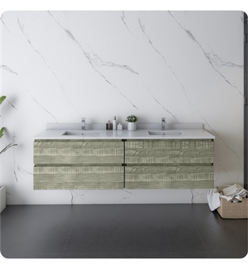 Fresca Formosa 70" Wall Hung Double Sink Modern Bathroom Cabinet in Sage Gray