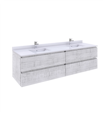 Fresca Formosa 70" Wall Hung Double Sink Modern Bathroom Cabinet in Rustic White