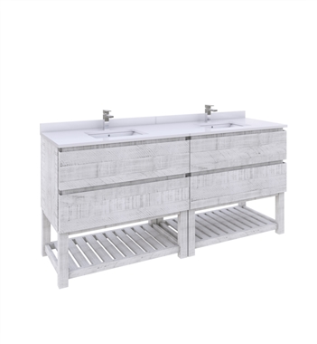 Fresca Formosa 70" Floor Standing Open Bottom Double Sink Modern Bathroom Cabinet in Rustic White