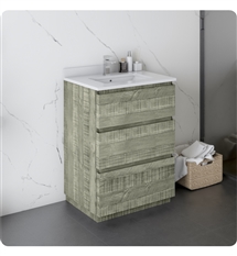 Fresca Fresca Formosa 24" Floor Standing Modern Bathroom Cabinet with Top & Sink in Sage Gray