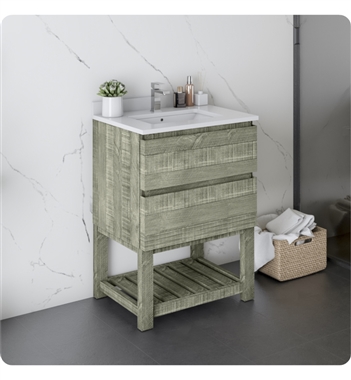 Fresca Formosa 24" Floor Standing Open Bottom Modern Bathroom Cabinet with Top & Sink in Sage Gray