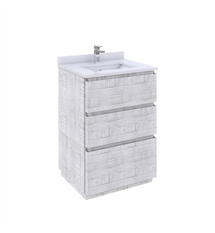 Formosa 24" Floor Standing Modern Bathroom Cabinet with Top & Sink in Rustic White