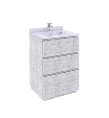 Formosa 24" Floor Standing Modern Bathroom Cabinet with Top & Sink in Rustic White