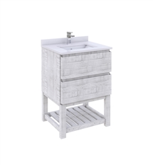 Fresca Formosa 24" Floor Standing Open Bottom Modern Bathroom Cabinet with Top & Sink in Rustic White