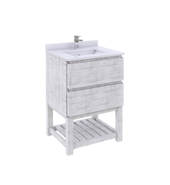 Fresca Formosa 24" Floor Standing Open Bottom Modern Bathroom Cabinet with Top & Sink in Rustic White