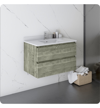 Fresca Formosa 30" Wall Hung Modern Bathroom Cabinet with Top & Sink in Sage Gray