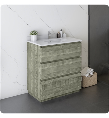 Fresca Formosa 30" Floor Standing Modern Bathroom Cabinet with Top & Sink in Sage Gray