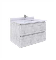 Fresca Formosa 30" Wall Hung Modern Bathroom Cabinet with Top & Sink in Rustic White