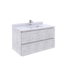 Fresca Formosa 36" Wall Hung Modern Bathroom Cabinet with Top & Sink in Rustic White