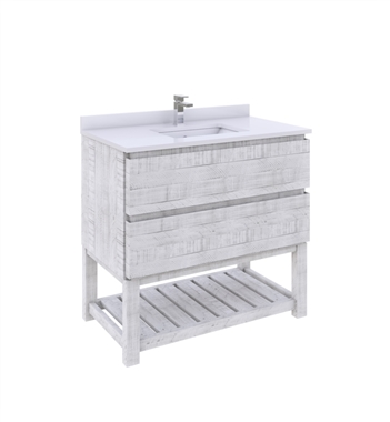 Fresca Formosa 36" Floor Standing Open Bottom Modern Bathroom Cabinet with Top & Sink in Rustic White