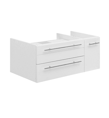 Fresca Lucera 36" White Wall Hung Vessel Sink Modern Bathroom Cabinet - Left Version