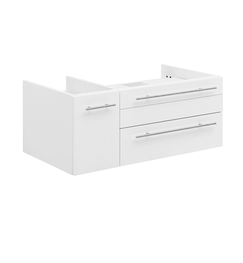 Fresca Lucera 36" White Wall Hung Vessel Sink Modern Bathroom Cabinet - Right Version