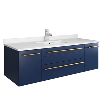 Fresca Lucera 48" Blue Wall Hung Modern Bathroom Cabinet with Top & Undermount Sink