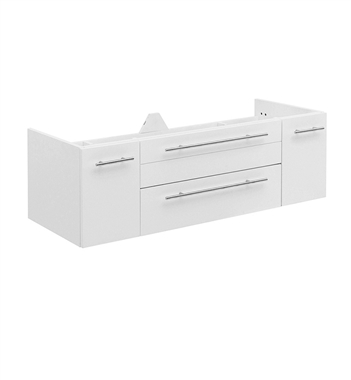 Fresca Lucera 48" White Wall Hung Double Undermount Sink Modern Bathroom Cabinet