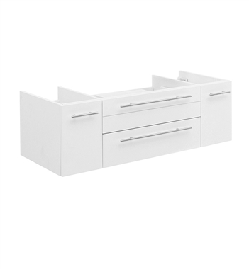 Fresca Lucera 48" White Wall Hung Vessel Sink Modern Bathroom Cabinet