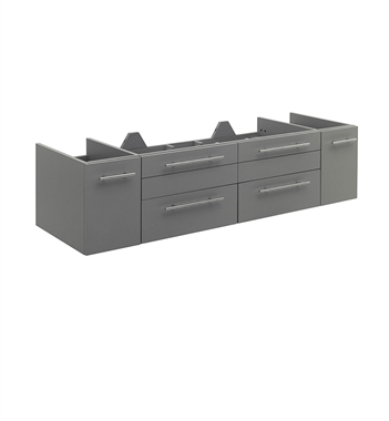 Fresca Lucera 60" Gray Wall Hung Single Undermount Sink Modern Bathroom Cabinet