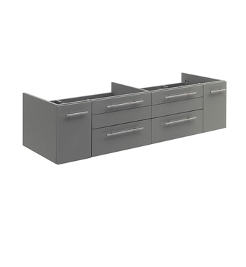 Fresca Lucera 60" Gray Wall Hung Double Undermount Sink Modern Bathroom Cabinet