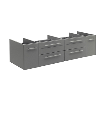 Fresca Lucera 60" Gray Wall Hung Double Vessel Sink Modern Bathroom Cabinet