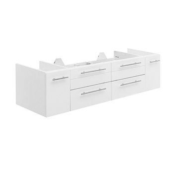 Fresca Lucera 60" White Wall Hung Single Undermount Sink Modern Bathroom Cabinet