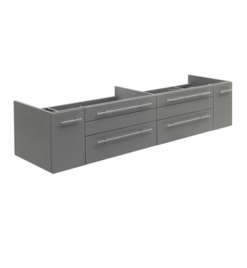 Fresca Lucera 72" Gray Wall Hung Double Undermount Sink Modern Bathroom Cabinet