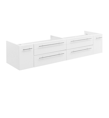 Fresca Lucera 72" White Wall Hung Double Undermount Sink Modern Bathroom Cabinet