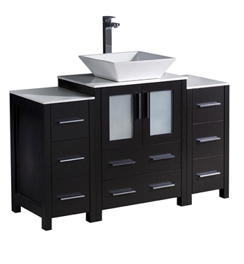 Fresca Torino 48" Espresso Modern Bathroom Cabinets with Top & Vessel Sink