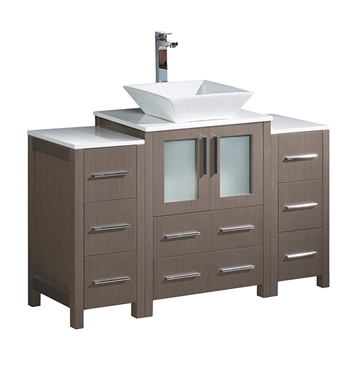 Fresca Torino 48" Gray Oak Modern Bathroom Cabinets with Top & Vessel Sink