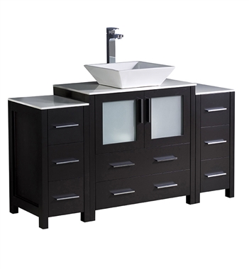 Fresca Torino 54" Espresso Modern Bathroom Cabinets with Top & Vessel Sink