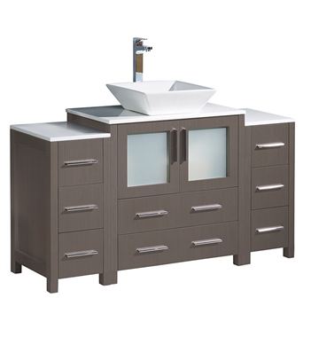 Fresca Torino 54" Gray Oak Modern Bathroom Cabinets with Top & Vessel Sink