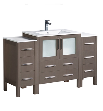 Fresca Torino 54" Gray Oak Modern Bathroom Cabinets with Integrated Sink