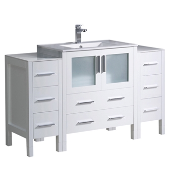 Fresca Torino 54" White Modern Bathroom Cabinets with Integrated Sink