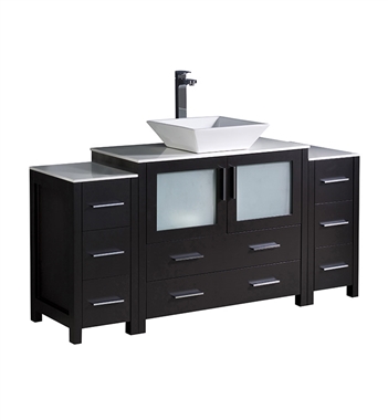 Fresca Torino 60" Espresso Modern Bathroom Cabinets with Top & Vessel Sink