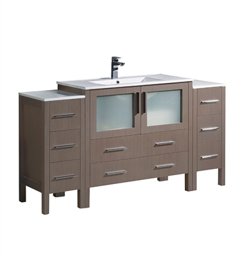 Fresca Torino 60" Gray Oak Modern Bathroom Cabinets with Integrated Sink