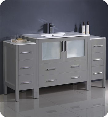 Fresca Torino 60" Grey Modern Bathroom Cabinets with Integrated Sink