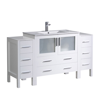 Fresca Torino 60" White Modern Bathroom Cabinets with Integrated Sink